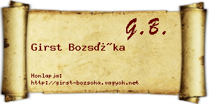 Girst Bozsóka névjegykártya